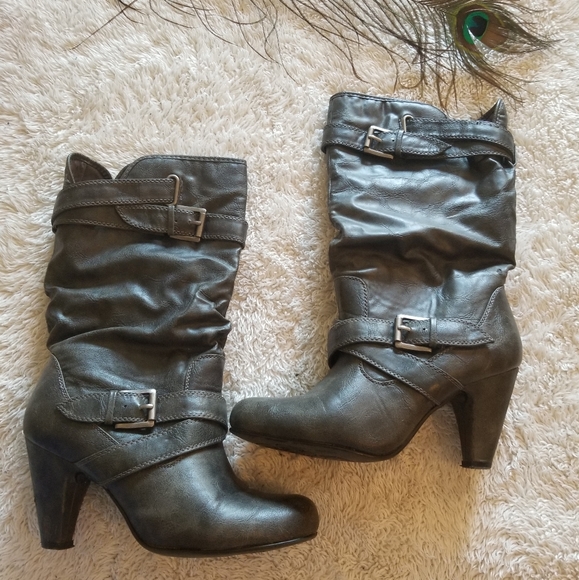 slouch buckle boots